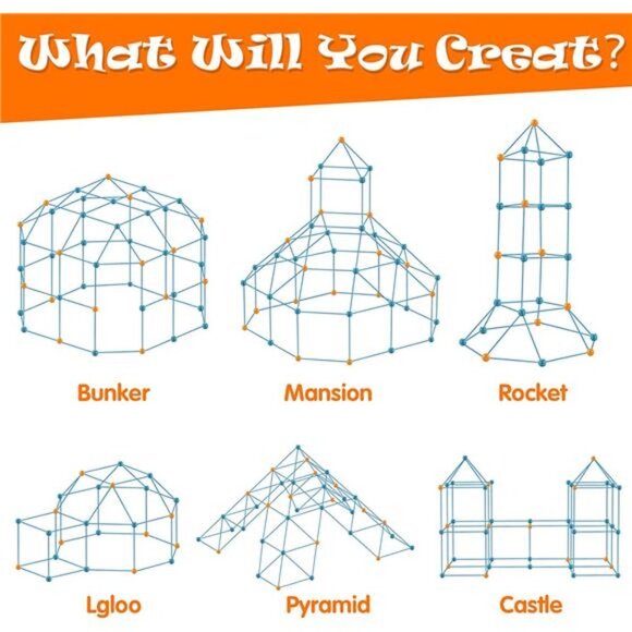 Fort Building Kit for Kids, 135 PCS Builder Play Fort Toy for 5-12 Years Old - Picture 2 of 6